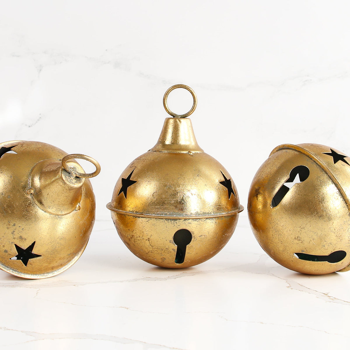 Vintage Golden Bell with Star Cutouts - Interior Delights