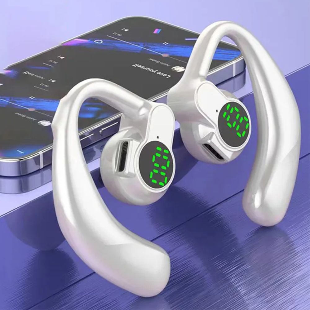 Open Ear Headphones with Air Conduction and Touch Control, 20-Hour Battery