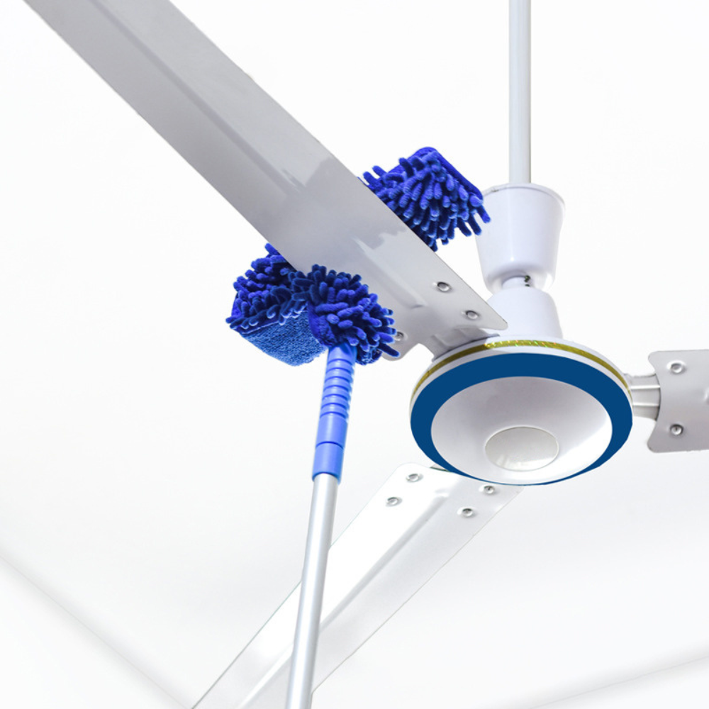 Extendable Ceiling Fan Duster with Bendable Microfiber Head and Aluminum Pole