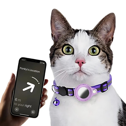Pet Collar with Reflective Strip and Tracker Holder, Waterproof Adjustable