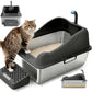 Stainless Steel Cat Litter Box | Extra Large 100L Enclosed Litter Box with Smart Odor Control, Auto Pause Sensor, 180° Flip Lid for Easy Cleaning, Anti-Leak High Walls, Step Mat & Scoop | Ideal for Multiple Cats allveramart
