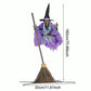 Cloth Flying Witch Decoration with Ground Stake and Broom, 6-Foot Height