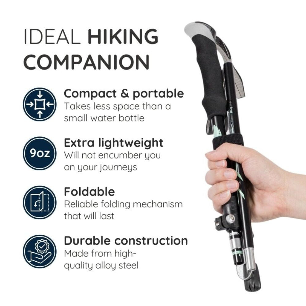Folding Trekking Stick with Alloy Steel Shaft and Textured Grip Handle