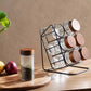 Spice Jar Set with Slanted Wooden Stand and Airtight Lids, 6-Piece