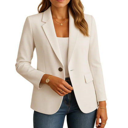 Womens Stretch Blazer with Notched Lapel and Single-Button Waist Closure, Machine Washable