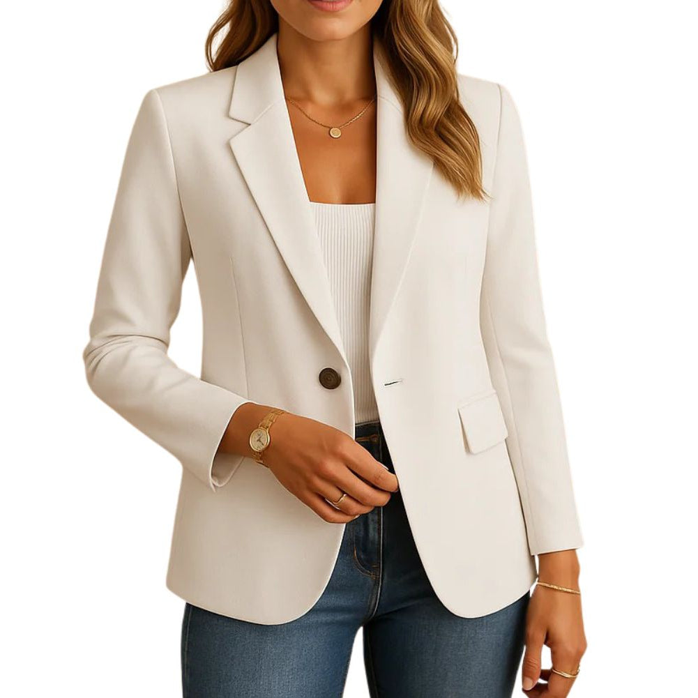 Womens Stretch Blazer with Notched Lapel and Single-Button Waist Closure, Machine Washable
