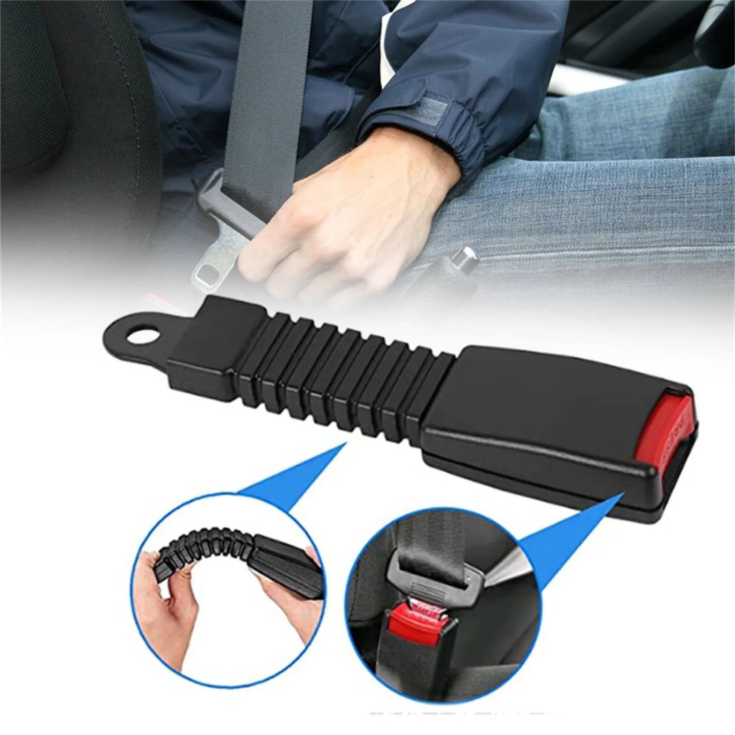 Seat Belt Extender with Rigid Stem and 7.87in Length for Standard Buckles