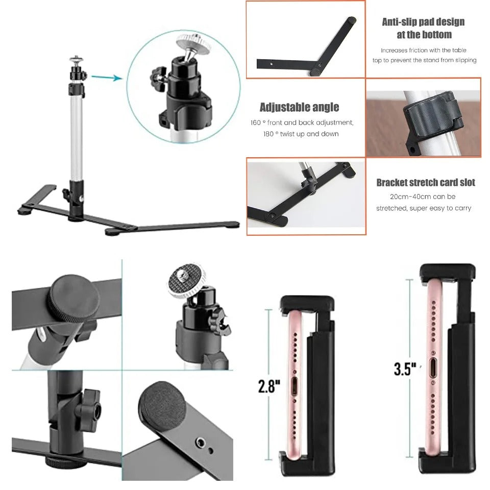 Ring Light with 360 Degree Phone Mount and Telescoping Tripod, USB Powered