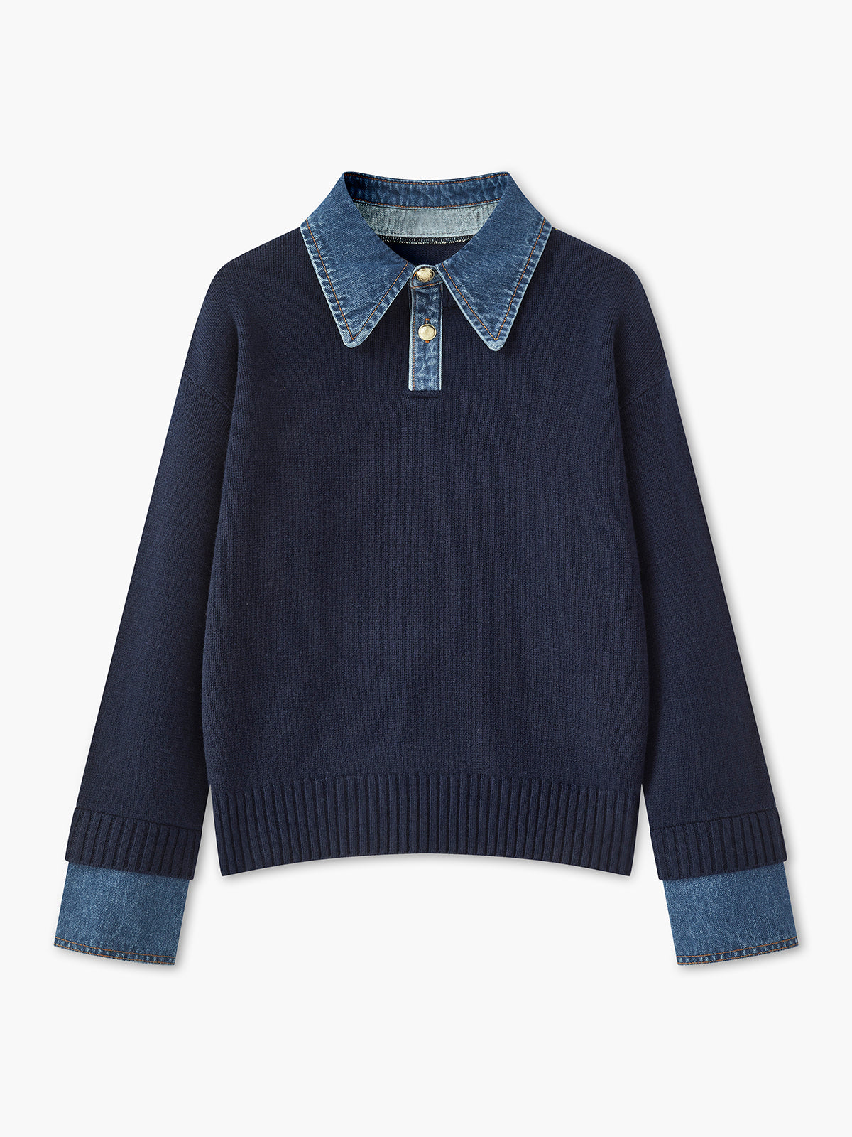 Knit Cardigan with Metal Button Closure and Medium Stretch Fabric, Shift Fit