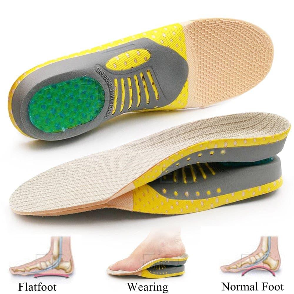 Gel Insoles with Arch Support and Heel Cup for Flat Feet, Pair