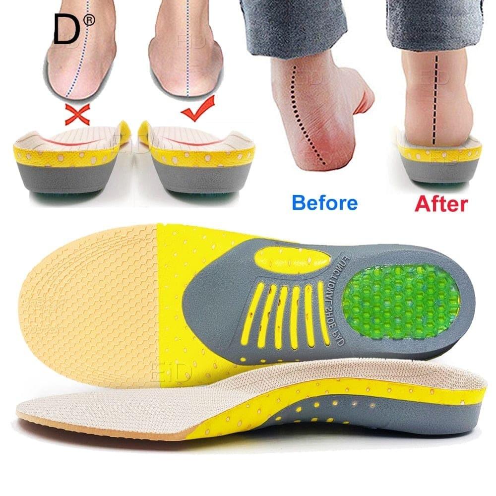 Gel Insoles with Arch Support and Heel Cup for Flat Feet, Pair