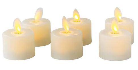 LED Votive Candles with Remote and Flickering Warm Glow, 6-Pack Waterproof