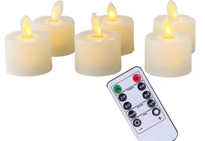 LED Votive Candles with Remote and Flickering Warm Glow, 6-Pack Waterproof