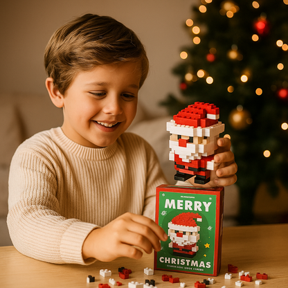 Holiday Character Building Blocks with Interlocking Pieces and Illustrated Instructions