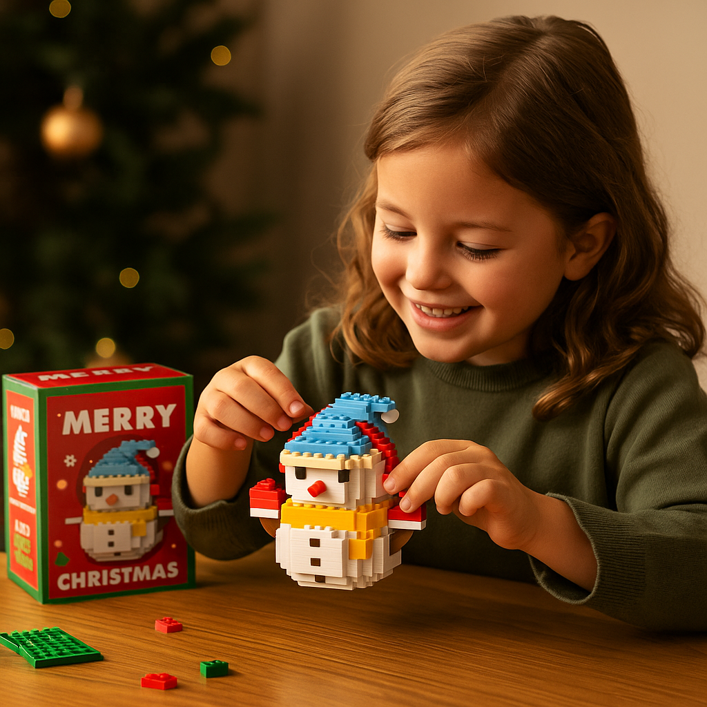 Holiday Character Building Blocks with Interlocking Pieces and Illustrated Instructions