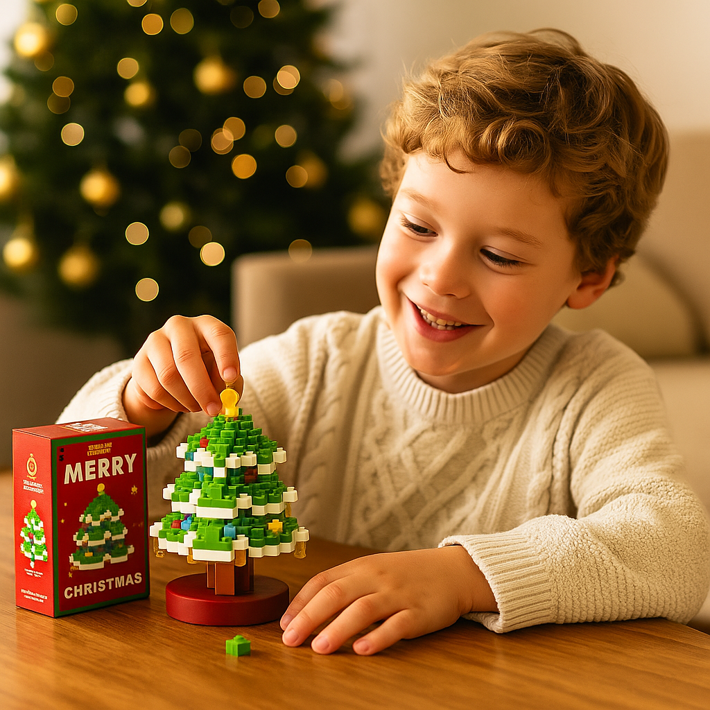 Holiday Character Building Blocks with Interlocking Pieces and Illustrated Instructions