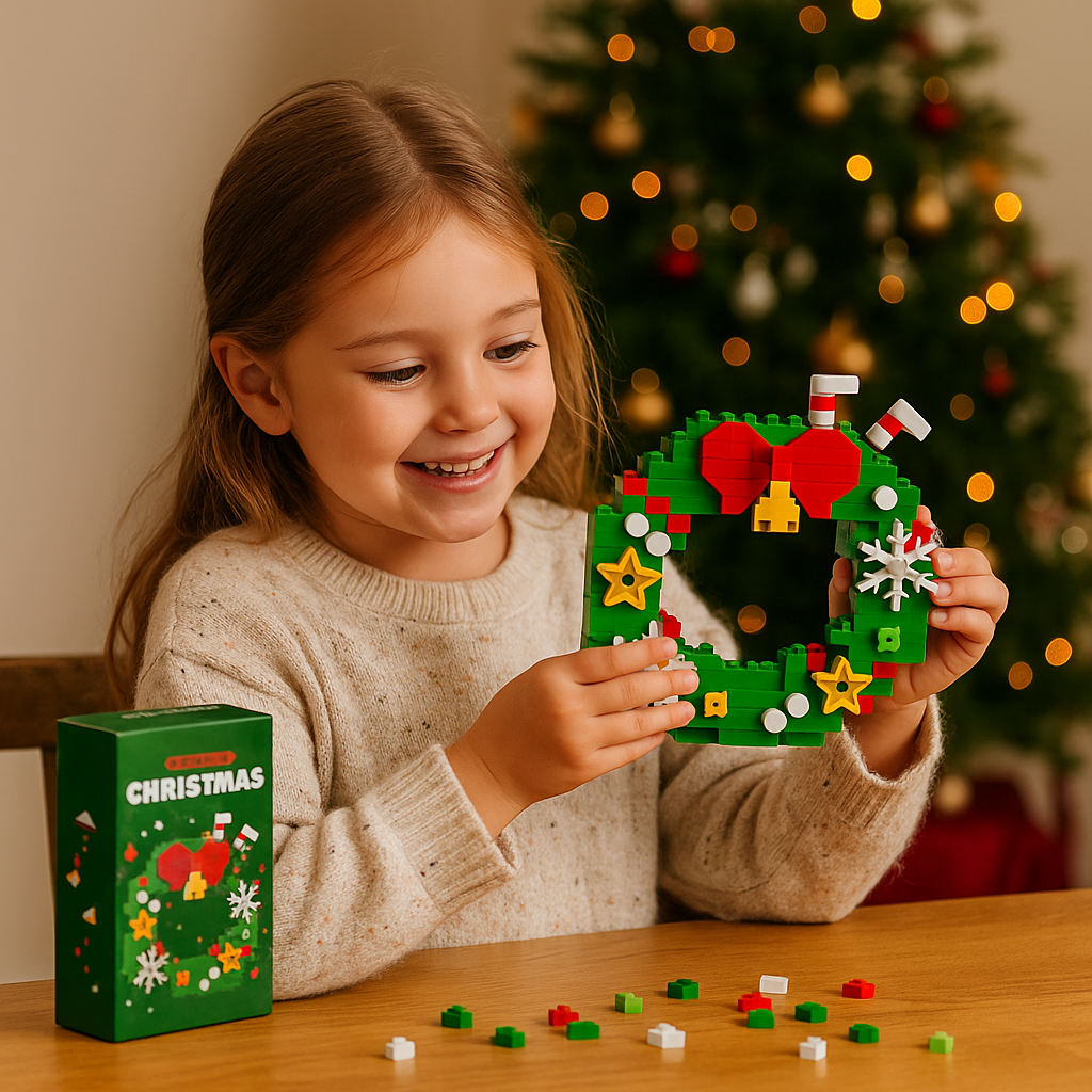 Holiday Character Building Blocks with Interlocking Pieces and Illustrated Instructions