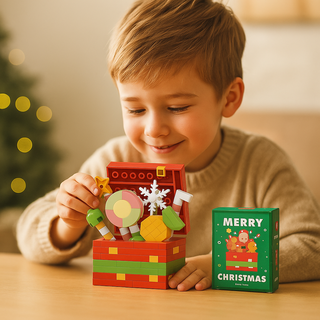 Holiday Character Building Blocks with Interlocking Pieces and Illustrated Instructions