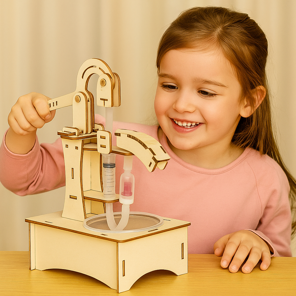 Building Set with Hydraulic Arm and Propeller Plane, Working Mechanics Models