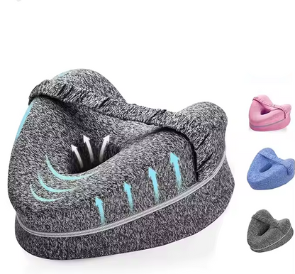 Memory Foam Knee Pillow with Elastic Strap and Hollow Center Design