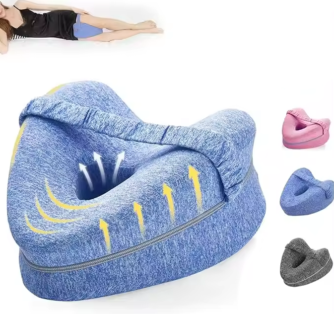 Memory Foam Knee Pillow with Elastic Strap and Hollow Center Design