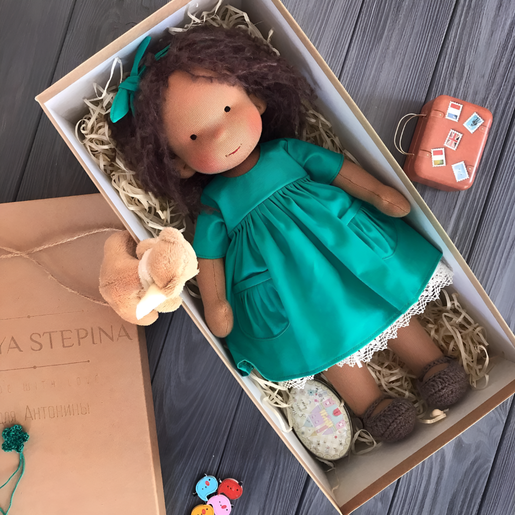 Soft Cotton Doll with Wool Stuffing and Neutral Features for Toddlers