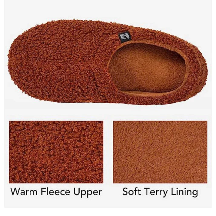 Sherpa Fleece Slipper with Memory Foam Footbed and Rubber Sole, Machine Washable
