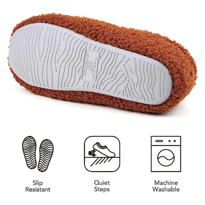 Sherpa Fleece Slipper with Memory Foam Footbed and Rubber Sole, Machine Washable