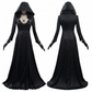 Vampire Lady Cosplay Outfit with Jacquard Coat and Floor Length Gown, Choker Pendant