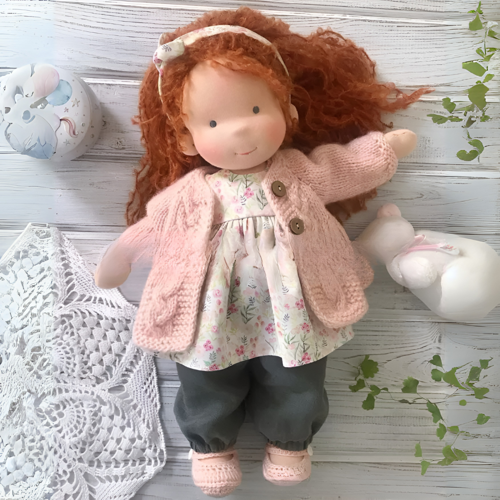 Soft Cotton Doll with Wool Stuffing and Neutral Features for Toddlers