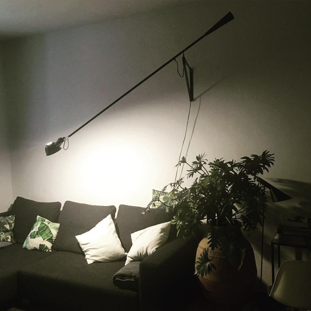 Adjustable Wall Lamp with Swinging Arm and Cast Iron Counterweight, 80.7 inches