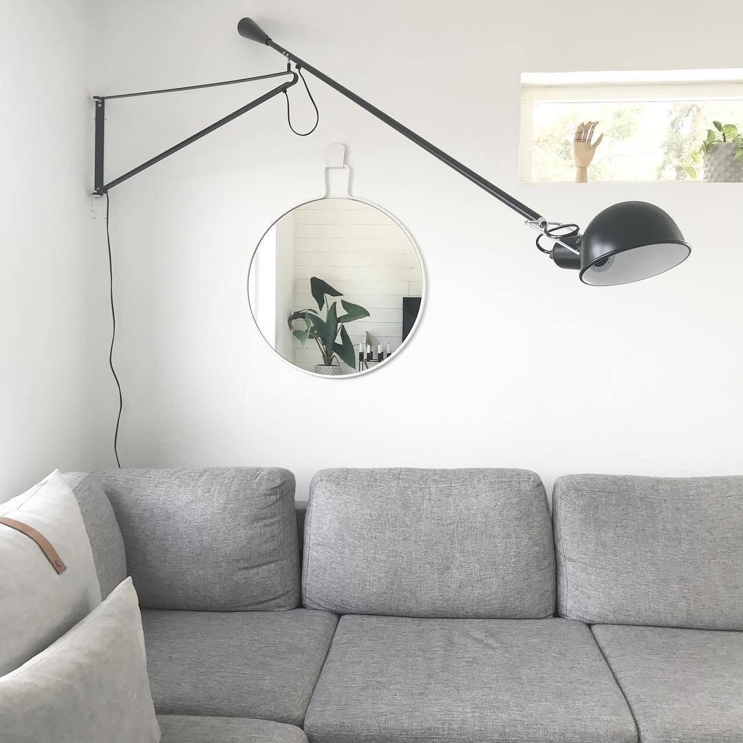 Adjustable Wall Lamp with Swinging Arm and Cast Iron Counterweight, 80.7 inches