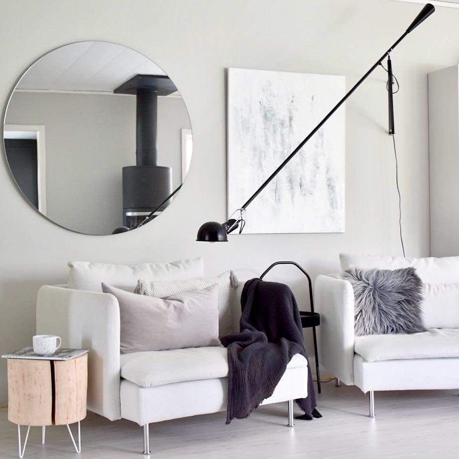 Adjustable Wall Lamp with Swinging Arm and Cast Iron Counterweight, 80.7 inches