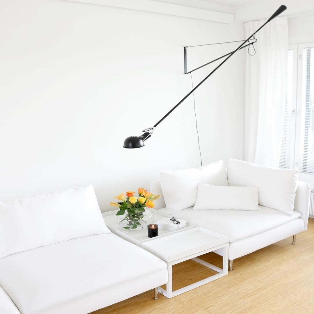 Adjustable Wall Lamp with Swinging Arm and Cast Iron Counterweight, 80.7 inches