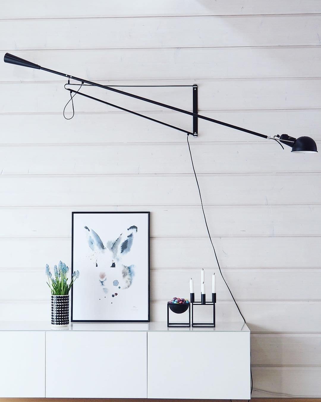Adjustable Wall Lamp with Swinging Arm and Cast Iron Counterweight, 80.7 inches