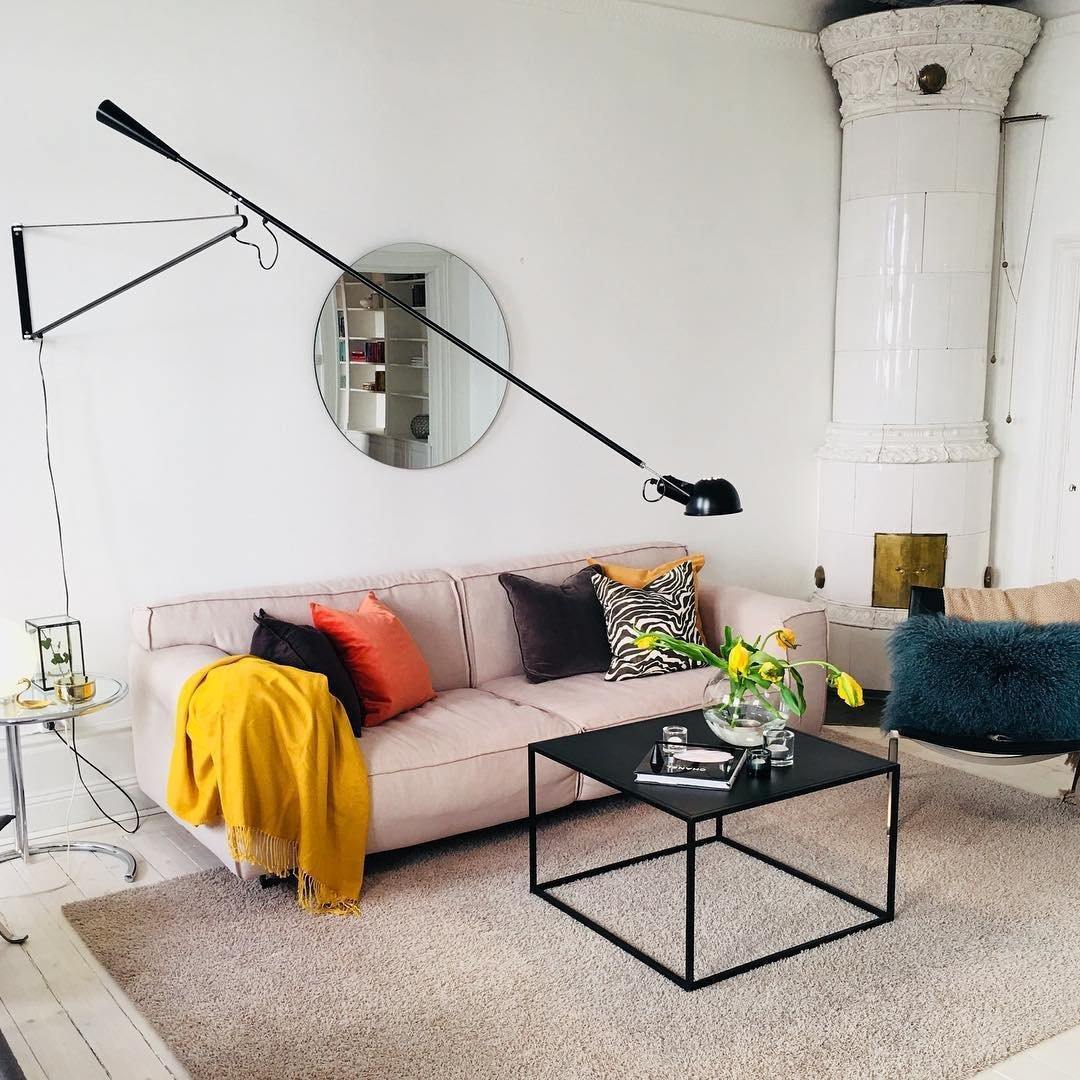 Adjustable Wall Lamp with Swinging Arm and Cast Iron Counterweight, 80.7 inches