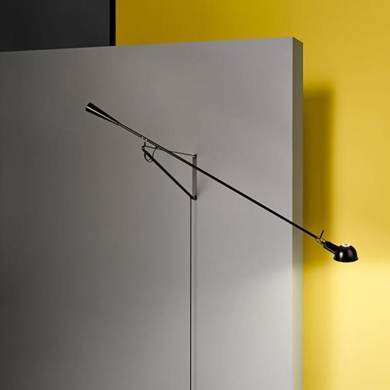 Adjustable Wall Lamp with Swinging Arm and Cast Iron Counterweight, 80.7 inches