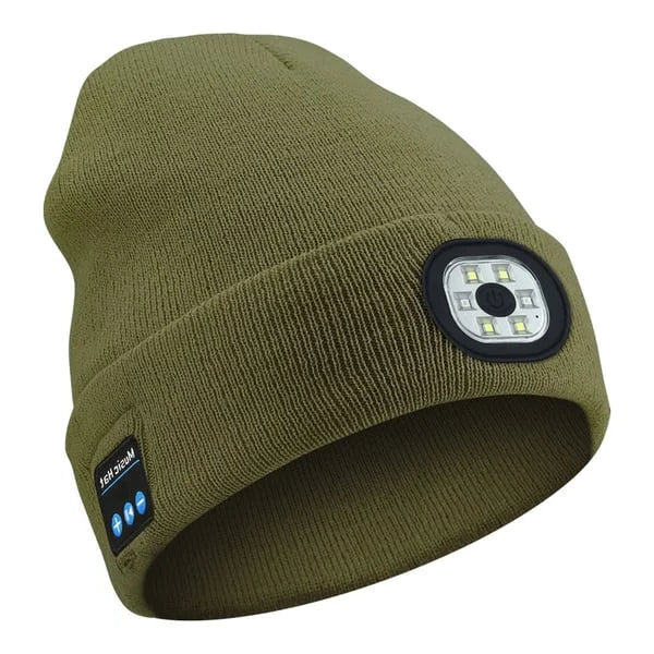 Bluetooth Beanie with Built-In LED Light and Wireless Speakers, Detachable Module