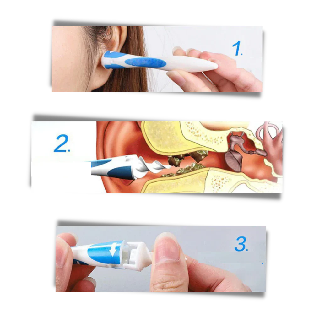 Earwax Removal Tool with Spiral Silicone Tips and Reusable Handle, 16-Pack