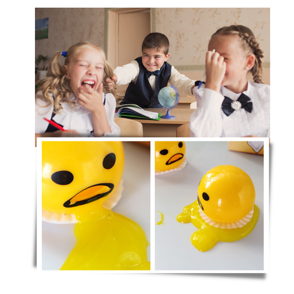 Vomiting Egg Toy with Projectile Goo Action and Suction Feature, 4 Colors
