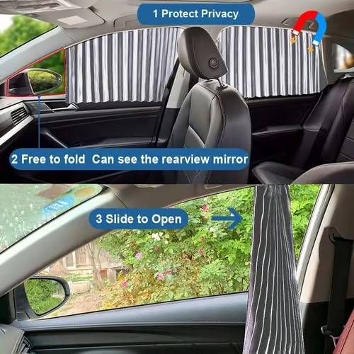 Magnetic Car Window Shade with UV Protection and Sliding Track System