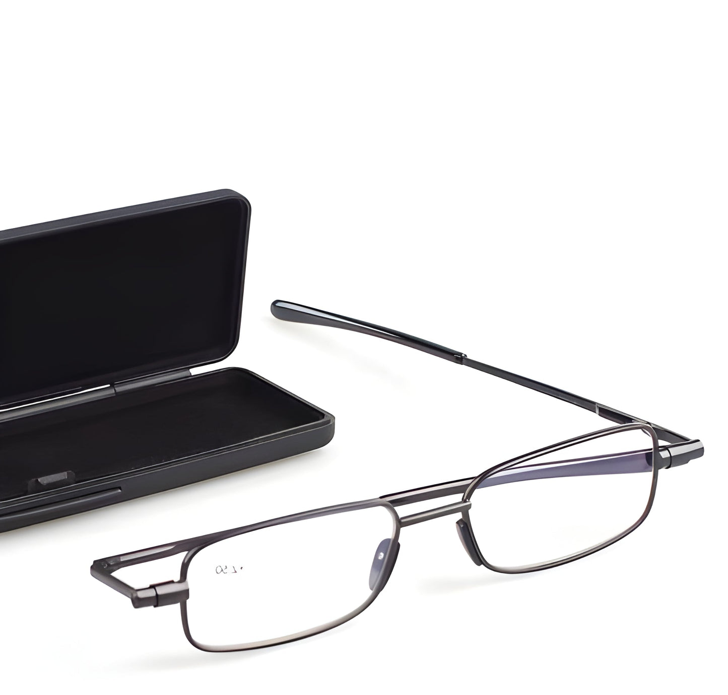 Folding Reading Glasses with 90° Spring Hinge and Stainless Steel Frame, Ultra Compact