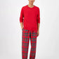 Cotton Flannel Pajama Set with Plaid Pattern and Pockets, Elastic Drawstring Waist