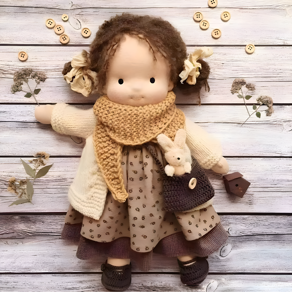 Soft Cotton Doll with Wool Stuffing and Neutral Features for Toddlers