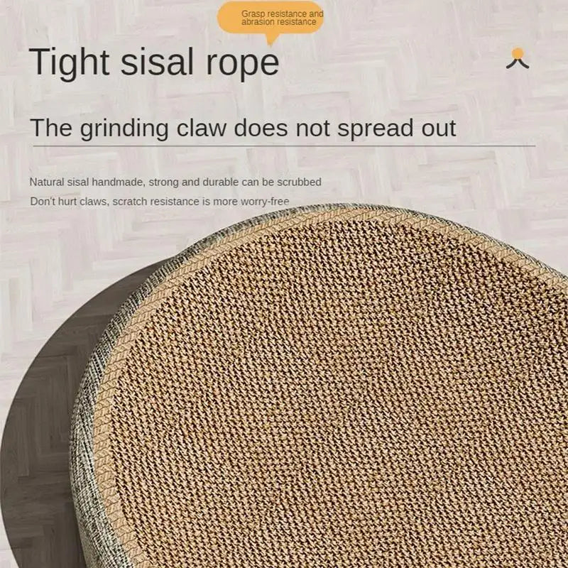 Sisal Cat Scratcher Bed with Oval Concave Design and Anti-Slip Base