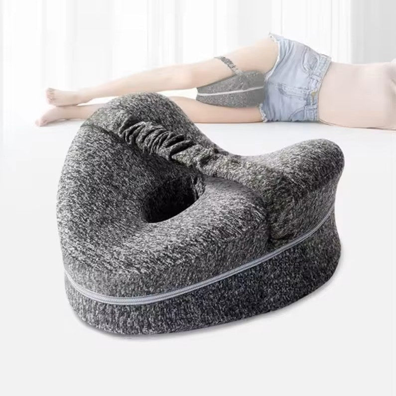 Memory Foam Knee Pillow with Elastic Strap and Hollow Center Design