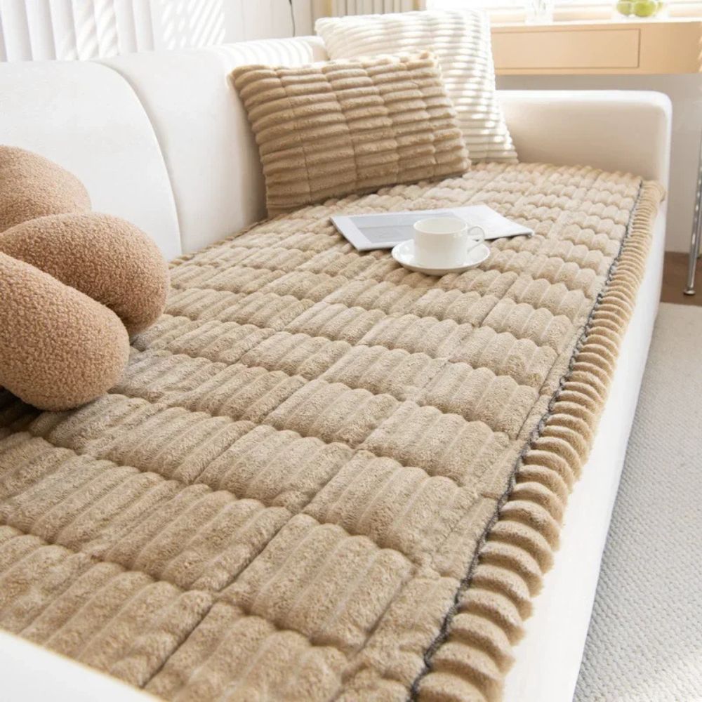 Sofa Cover with Anti Slip Backing and Machine Washable Polyester, Striped Pattern