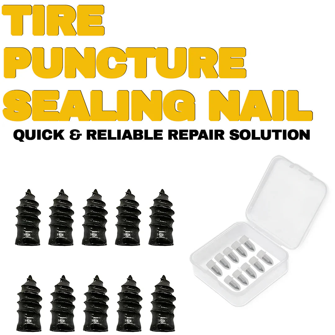 Tire Puncture Sealing Nails with Steel Core and Rubber Coating, 10 Pack