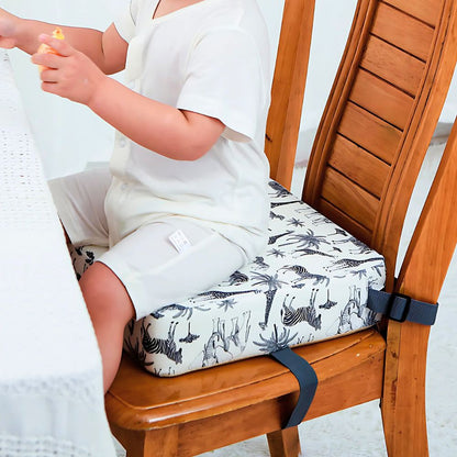 Travel Booster Seat with Adjustable Height and Foldable Design for Dining, Washable Cover