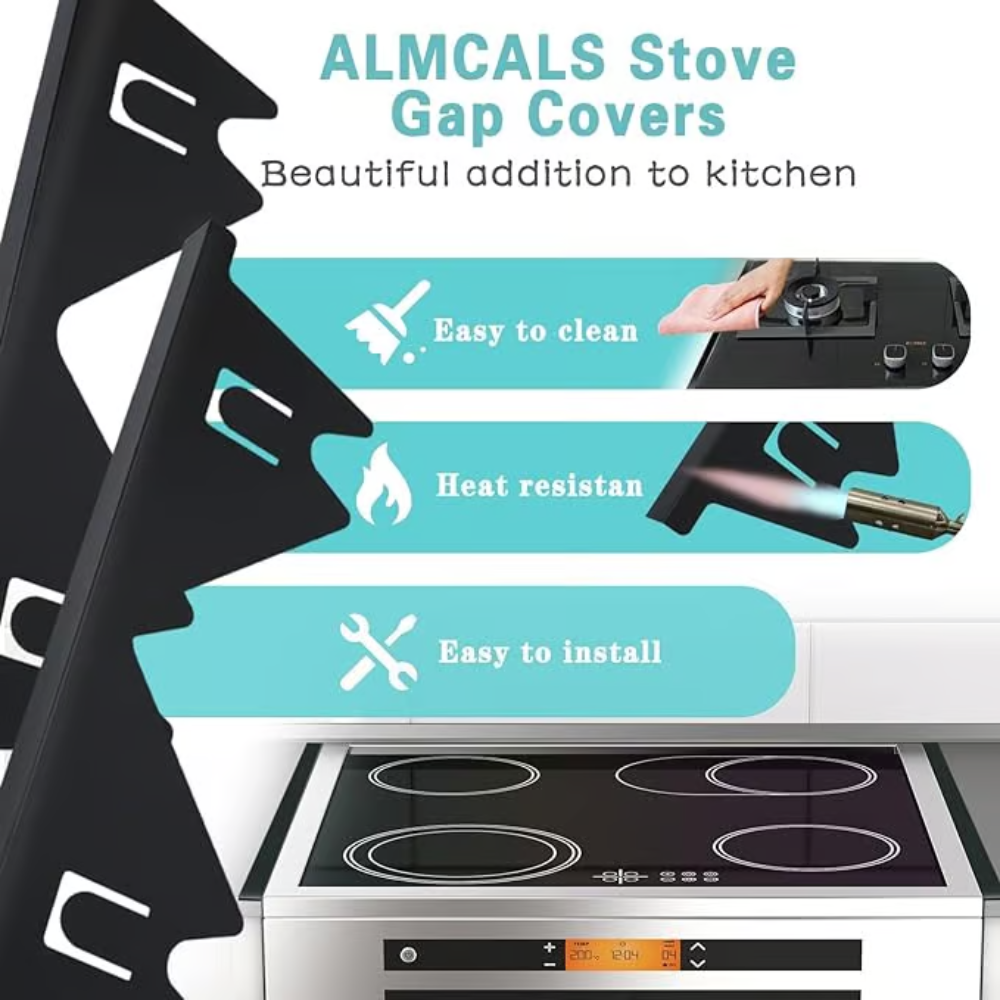 Stovetop Gap Cover with Telescoping Adjustable Fit and Silicone End Caps, Stainless Steel